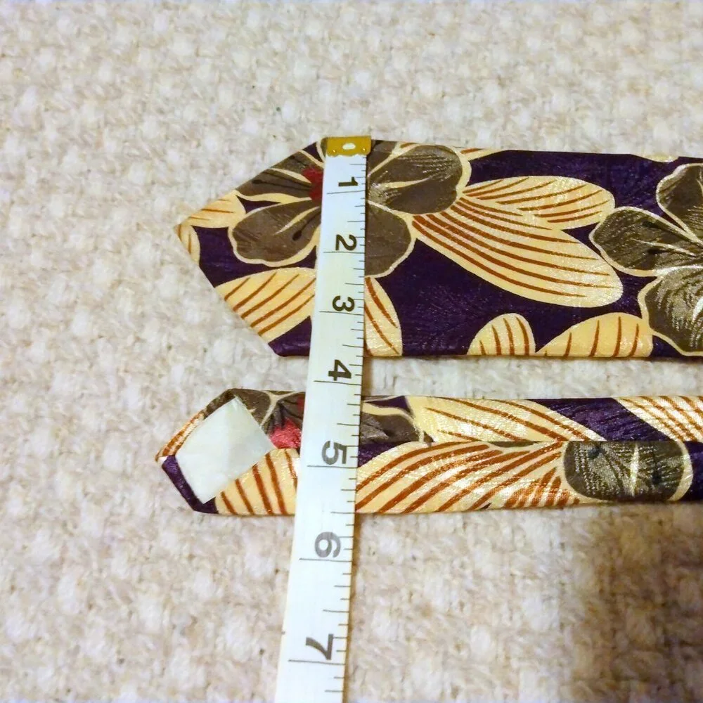 Cellini Vintage Tropical Hibiscus Tie • Bold Floral • Purple Gold Statement